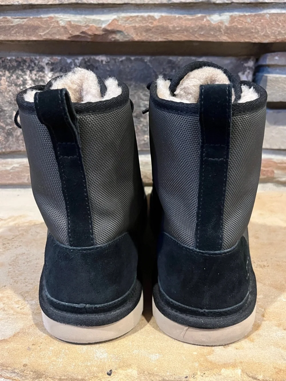 UGG Harkley Black Suede Sherpa-Lined Winter Boots